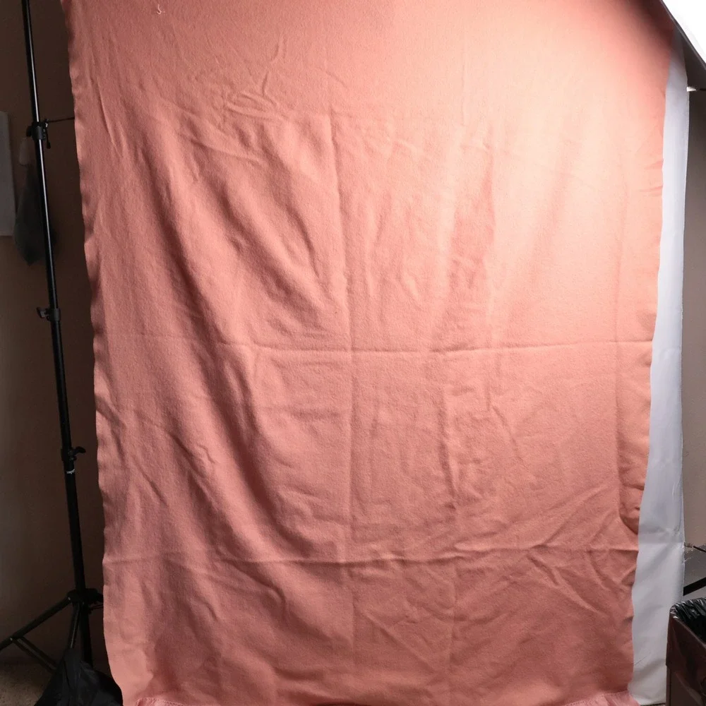 Vintage Fleecydown Montgomery Ward 100% Wool Blanket Pink Satin Trim 92x58 MCM